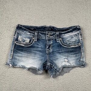 Vigoss The Dublin Short Denim Cutoffs Distressed Rhinestone Embellished Sz 5 / 6